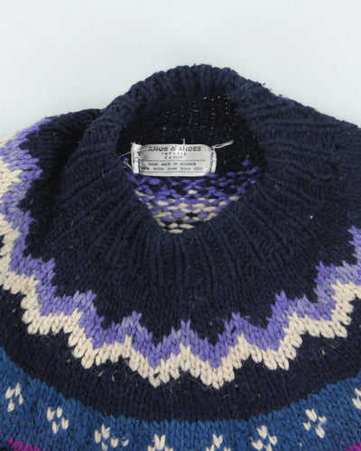 Vintage 80's Amos and Andes Chunky Wool Patterned Knit Jumper - M