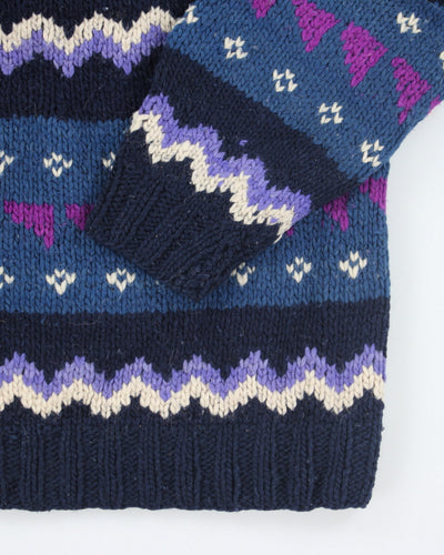 Vintage 80's Amos and Andes Chunky Wool Patterned Knit Jumper - M