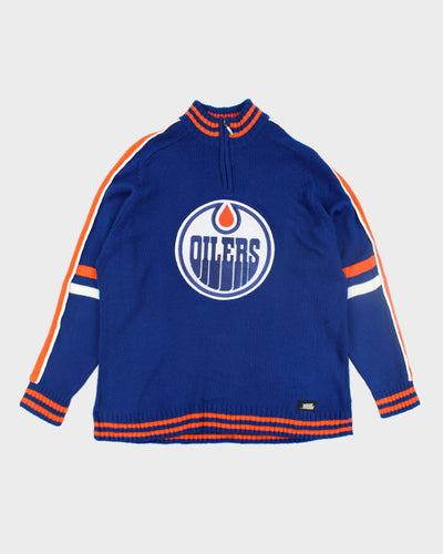 Vintage Edmonton Oilers NHL Quarter Zip Knit Jumper - XXL