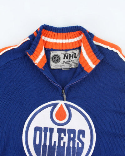 Vintage Edmonton Oilers NHL Quarter Zip Knit Jumper - XXL