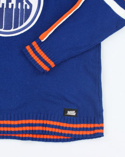 Vintage Edmonton Oilers NHL Quarter Zip Knit Jumper - XXL
