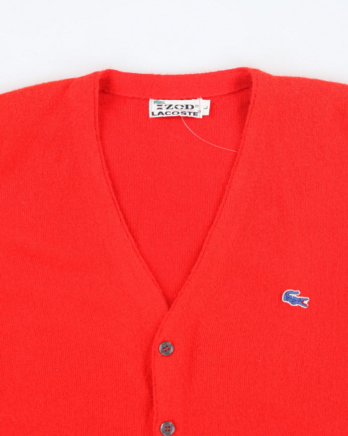 Vintage 80's Lacoste Blue Crocodile Button Up Cardigan - L