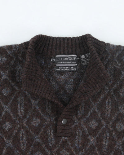 Vintage 90's Leo Chevlier Pure Wool Chunky Knit Jumper - S