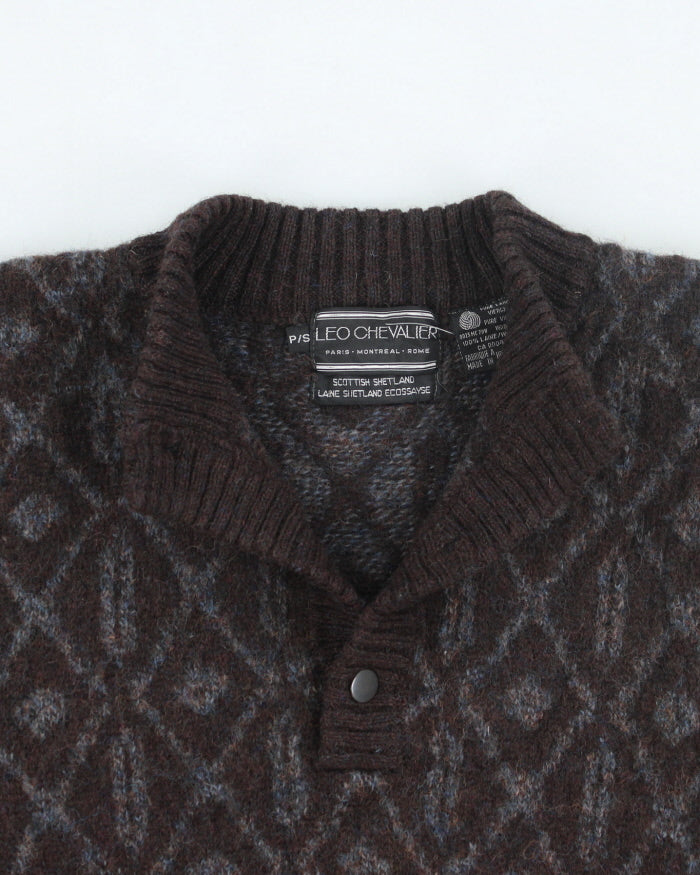 Vintage 90's Leo Chevlier Pure Wool Chunky Knit Jumper - S