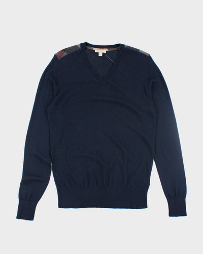 Vintage Burberry V-Neck Cashmere Blend Knit Jumper - M