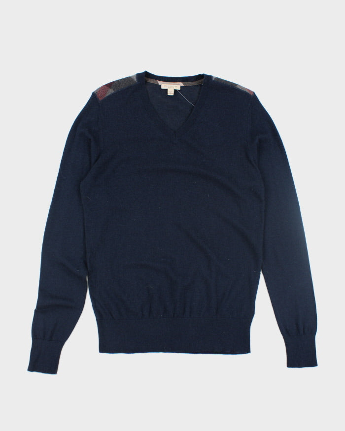 Vintage Burberry V-Neck Cashmere Blend Knit Jumper - M