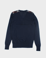 Vintage Burberry V-Neck Cashmere Blend Knit Jumper - M