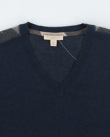 Vintage Burberry V-Neck Cashmere Blend Knit Jumper - M