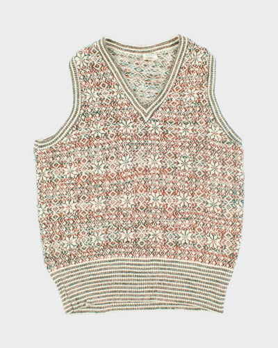 Vintage Caldwell Patterned V-Neck Tank Knit Jumper - M