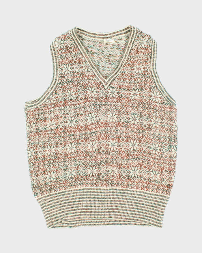 Vintage Caldwell Patterned V-Neck Tank Knit Jumper - M