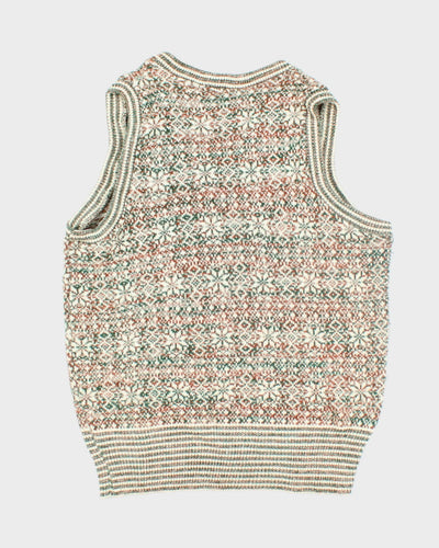 Vintage Caldwell Patterned V-Neck Tank Knit Jumper - M