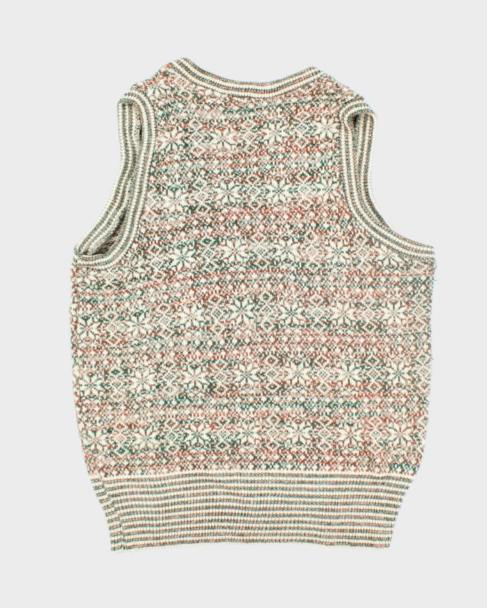 Vintage Caldwell Patterned V-Neck Tank Knit Jumper - M