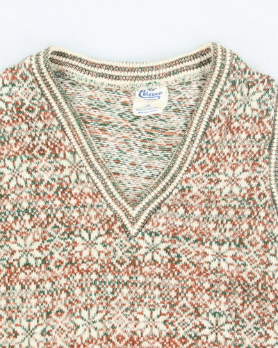 Vintage Caldwell Patterned V-Neck Tank Knit Jumper - M