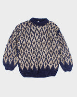 Vintage 90's Patterned Chunky Knit Jumper - L