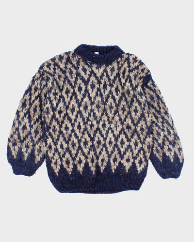 Vintage 90's Patterned Chunky Knit Jumper - L
