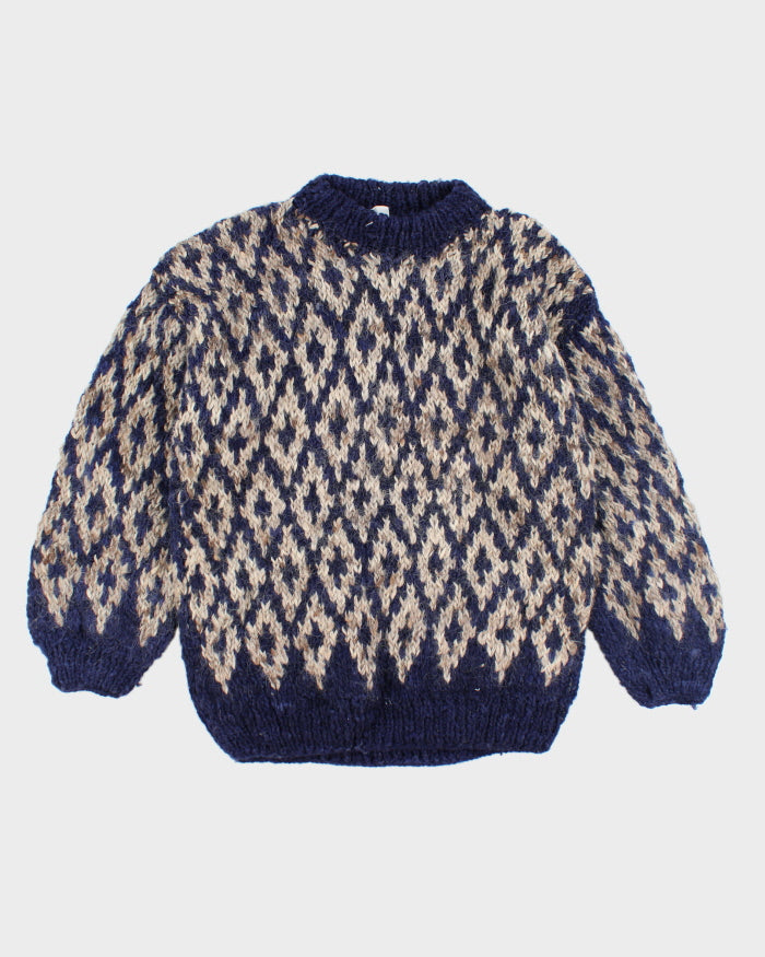 Vintage 90's Patterned Chunky Knit Jumper - L