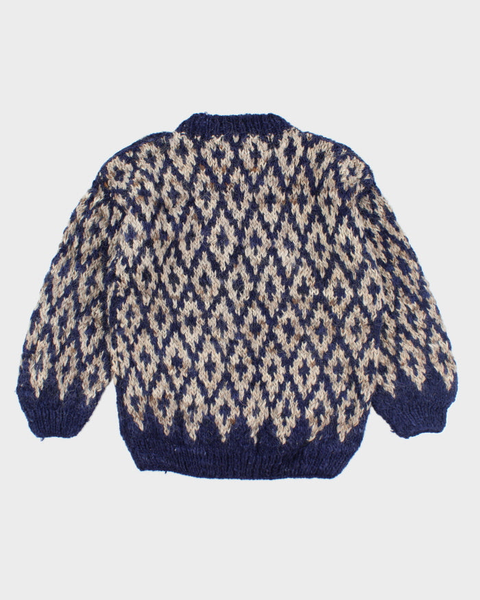Vintage 90's Patterned Chunky Knit Jumper - L