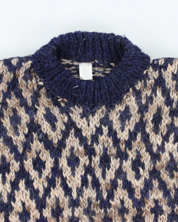 Vintage 90's Patterned Chunky Knit Jumper - L