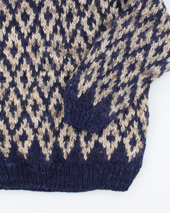 Vintage 90's Patterned Chunky Knit Jumper - L
