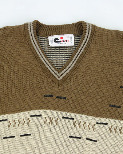 Vintage Cooper Green V-neck Wool Blend Knit Jumper - M