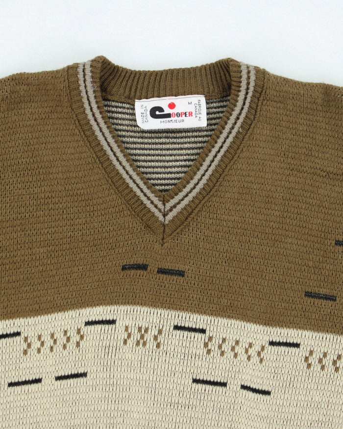 Vintage Cooper Green V-neck Wool Blend Knit Jumper - M