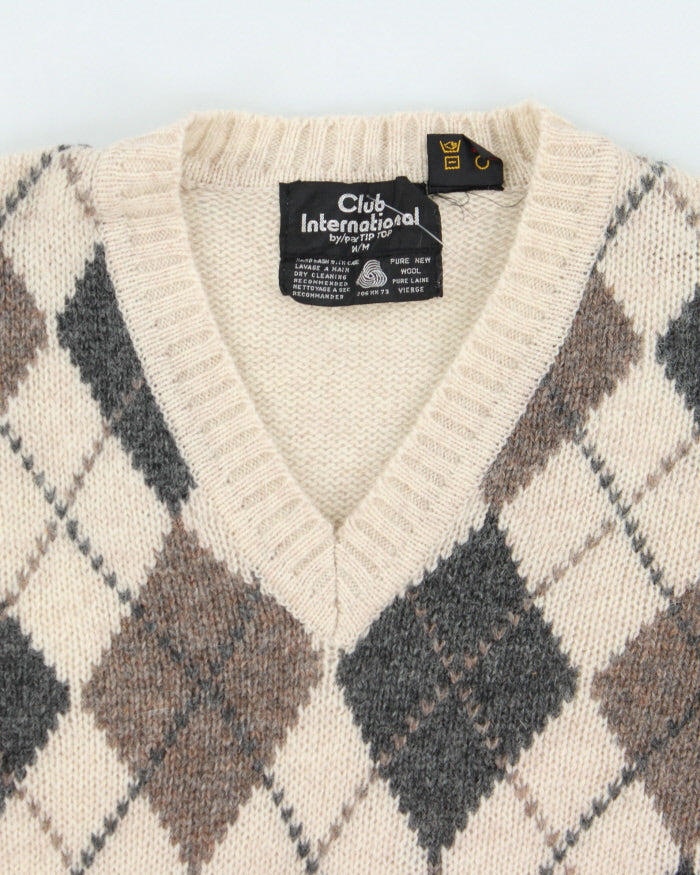 Vintage Club International Wool Argyle Knit Jumper - M