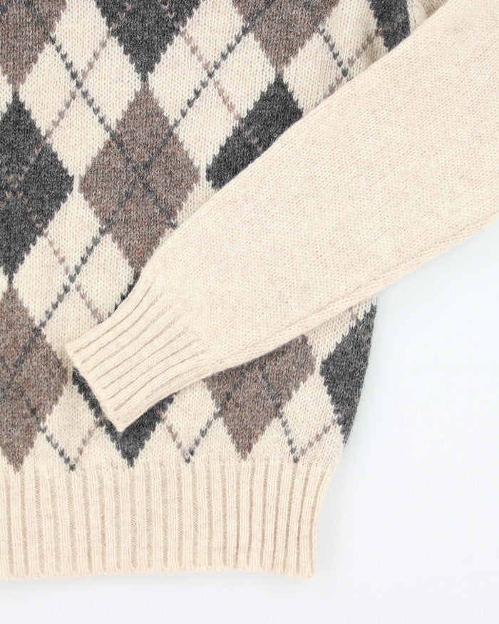 Vintage Club International Wool Argyle Knit Jumper - M