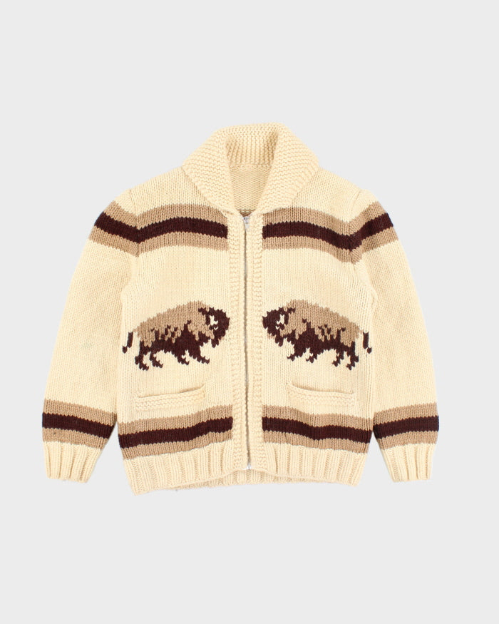 Vintage 90's Cowichan Chunky Zip Knit Jumper - S