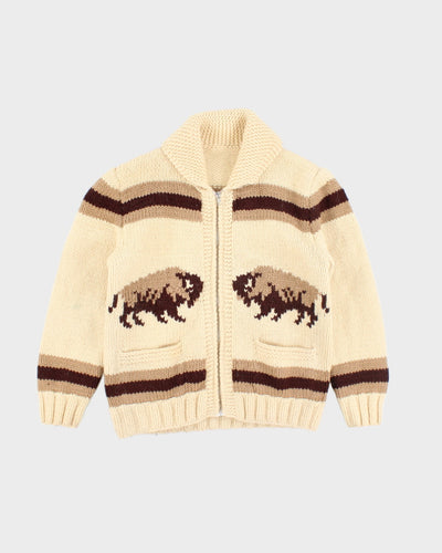 Vintage 90's Cowichan Chunky Zip Knit Jumper - S