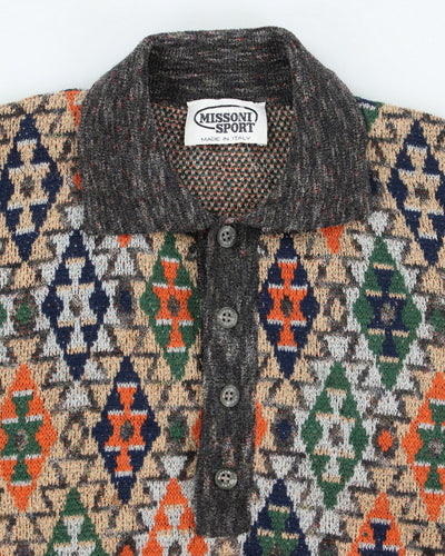 Vintage Y2K Missoni Patterned Long Sleeve Button Up Knit - L