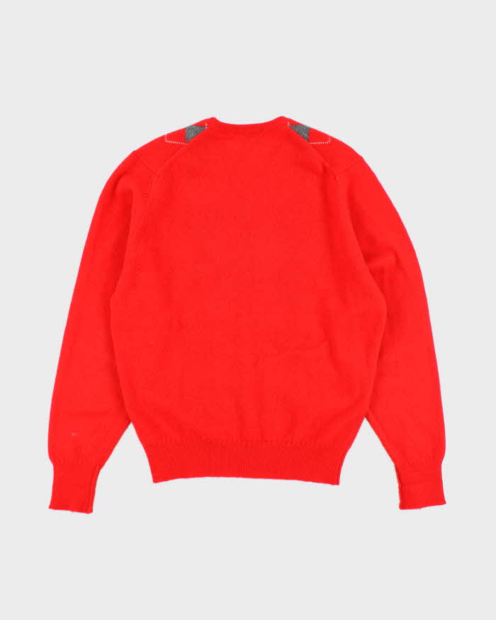 Vintage 90's Burberry Pure Lambswool V-Neck Knit Jumper - L