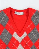 Vintage 90's Burberry Pure Lambswool V-Neck Knit Jumper - L