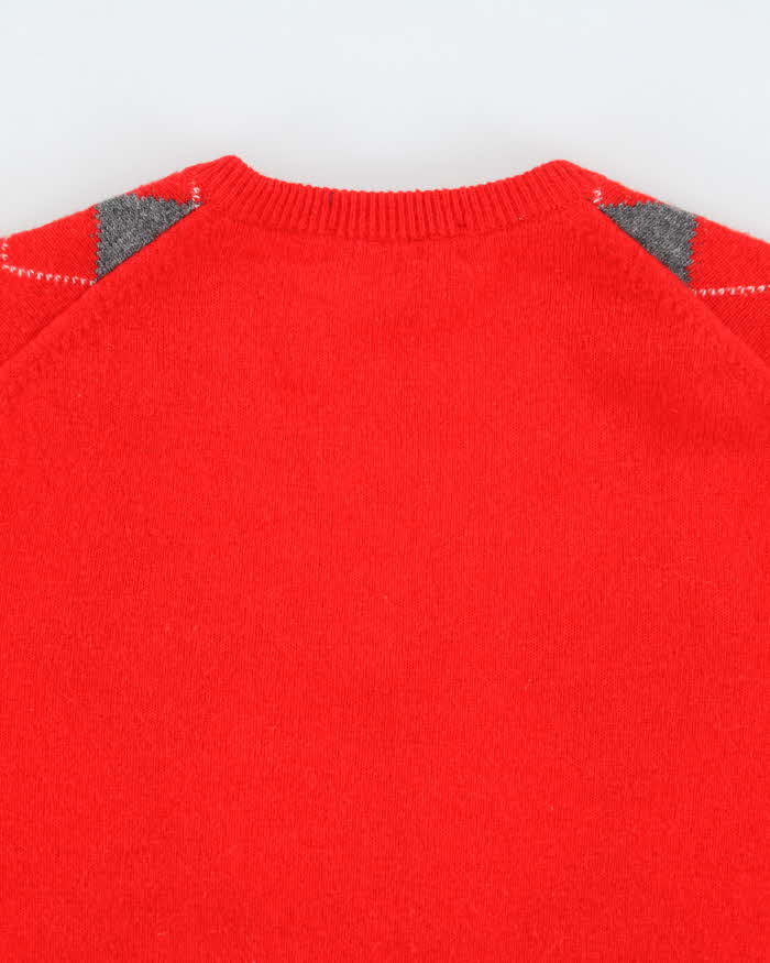 Vintage 90's Burberry Pure Lambswool V-Neck Knit Jumper - L
