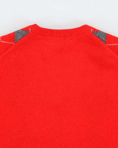 Vintage 90's Burberry Pure Lambswool V-Neck Knit Jumper - L