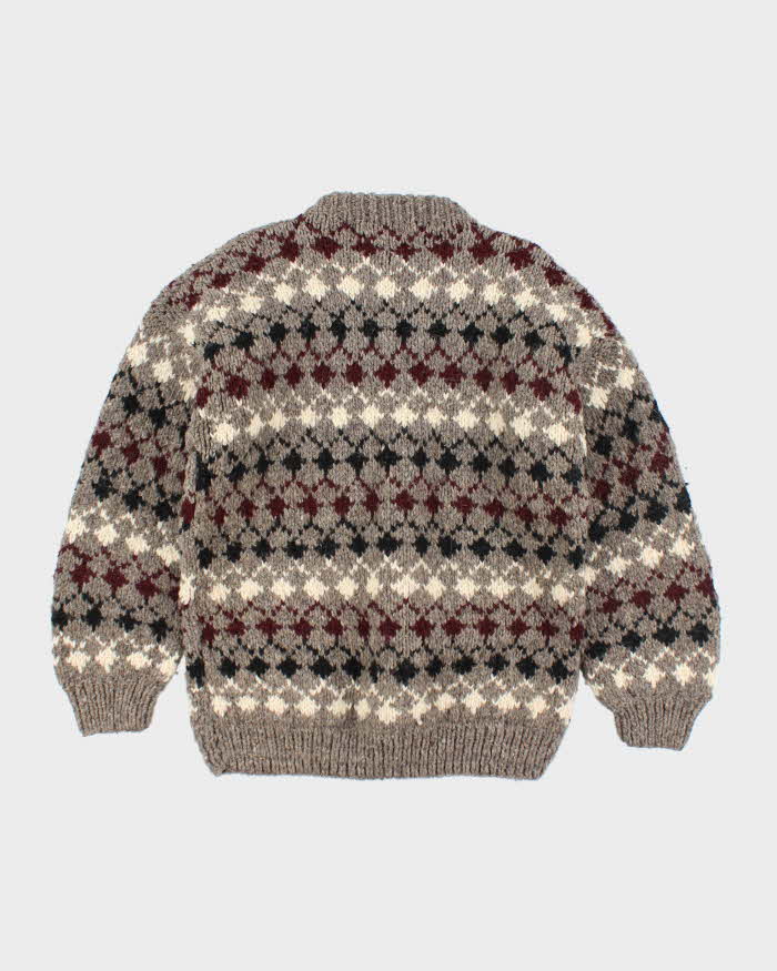 Vintage Caravan Chunky Knit Wool Jumper - L