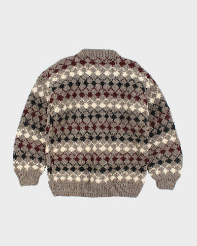 Vintage Caravan Chunky Knit Wool Jumper - L