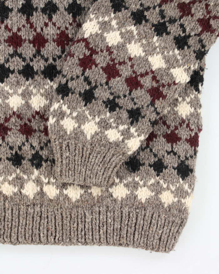 Vintage Caravan Chunky Knit Wool Jumper - L