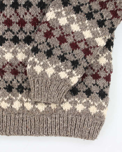 Vintage Caravan Chunky Knit Wool Jumper - L