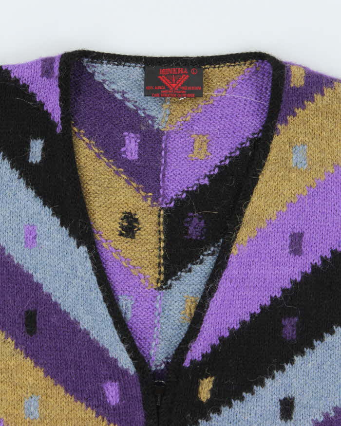 Vintage Minkha Alpaca Zip-up Knit Vest - L