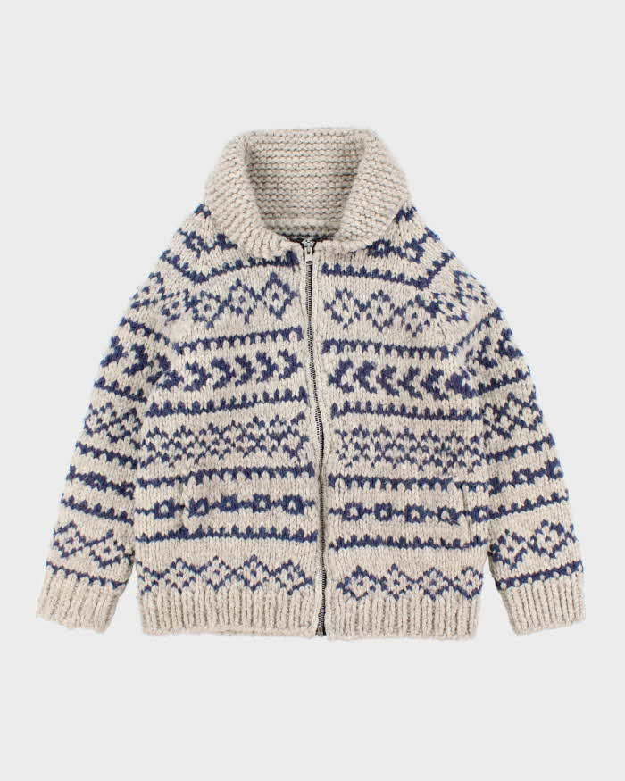 Vintage 1980's Cowichan Heavyweight Full Zip Knit Cardigan - L
