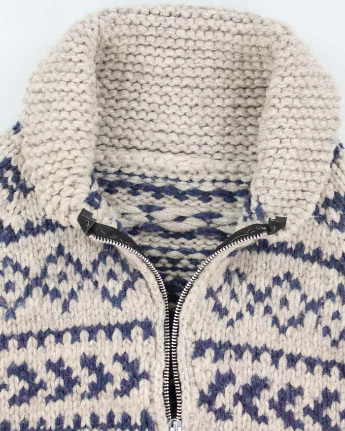 Vintage 1980's Cowichan Heavyweight Full Zip Knit Cardigan - L