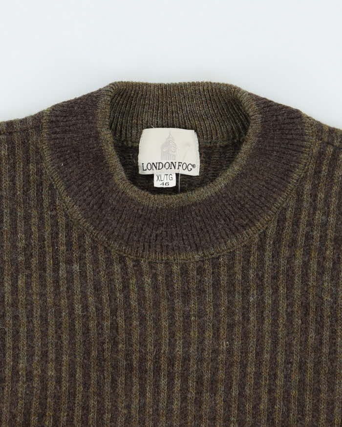 Vintage 90's London Fog Heavyweight Ribbed Knit Jumper - XL