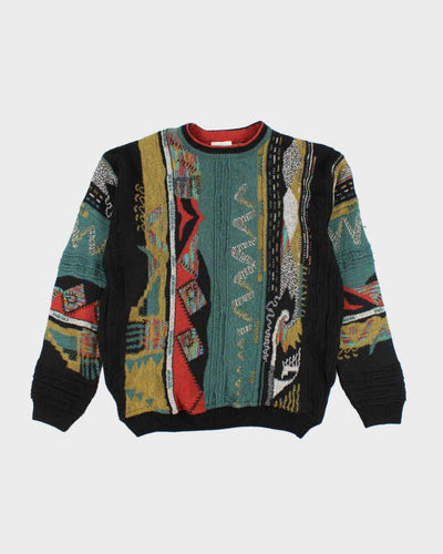 Vintage 90's London Fog Heavyweight Patterned Knit Jumper - L