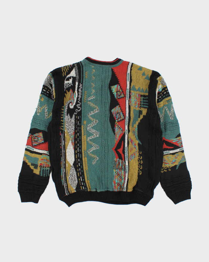 Vintage 90's London Fog Heavyweight Patterned Knit Jumper - L