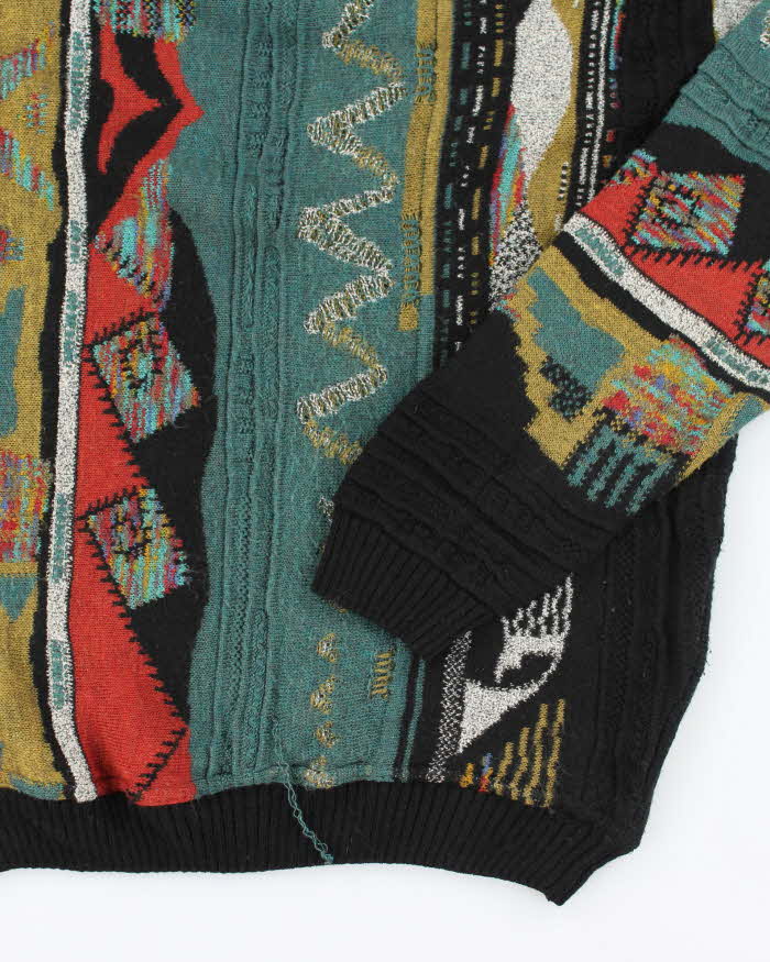 Vintage 90's London Fog Heavyweight Patterned Knit Jumper - L