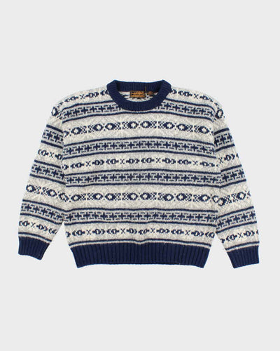 Vintage 90's Eddie Bauer Heavyweight Chunky Patterned Knit Jumper - M