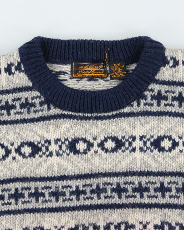 Vintage 90's Eddie Bauer Heavyweight Chunky Patterned Knit Jumper - M