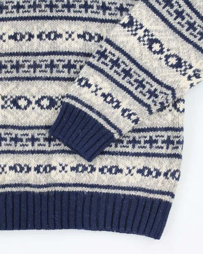 Vintage 90's Eddie Bauer Heavyweight Chunky Patterned Knit Jumper - M