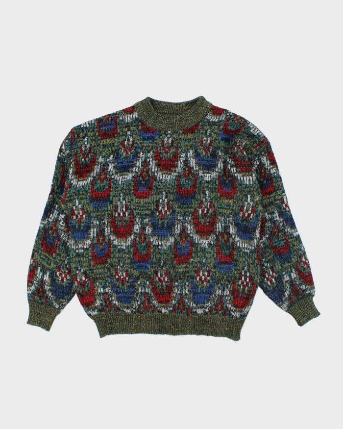Vintage 90's Philippe Derry Patterned Chunky Wool Blend Jumper - L