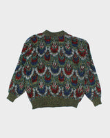 Vintage 90's Philippe Derry Patterned Chunky Wool Blend Jumper - L